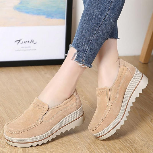 Casual Schoenen Slip Op Leren Lage Top Flats