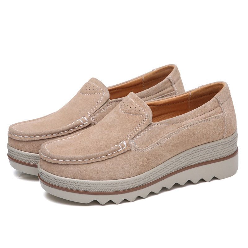 Casual Schoenen Slip Op Leren Lage Top Flats