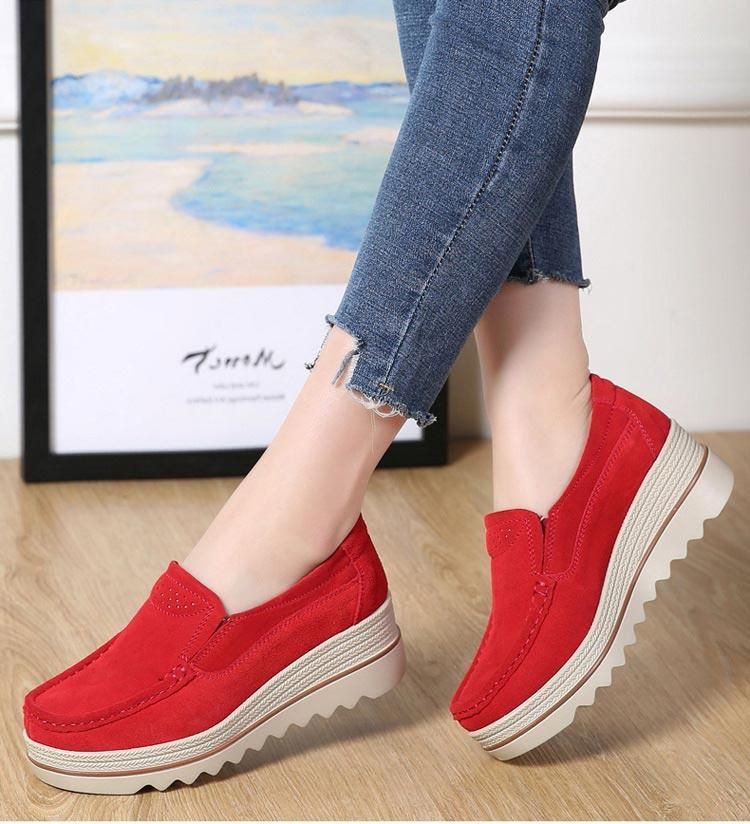 Casual Schoenen Slip Op Leren Lage Top Flats