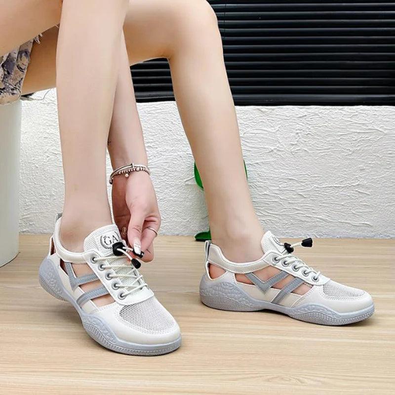 Womens Flats New Summer Fashion Hollow Breathable Casual Sports Shoes Woman Vulcanize Shoes - Shop & Buy